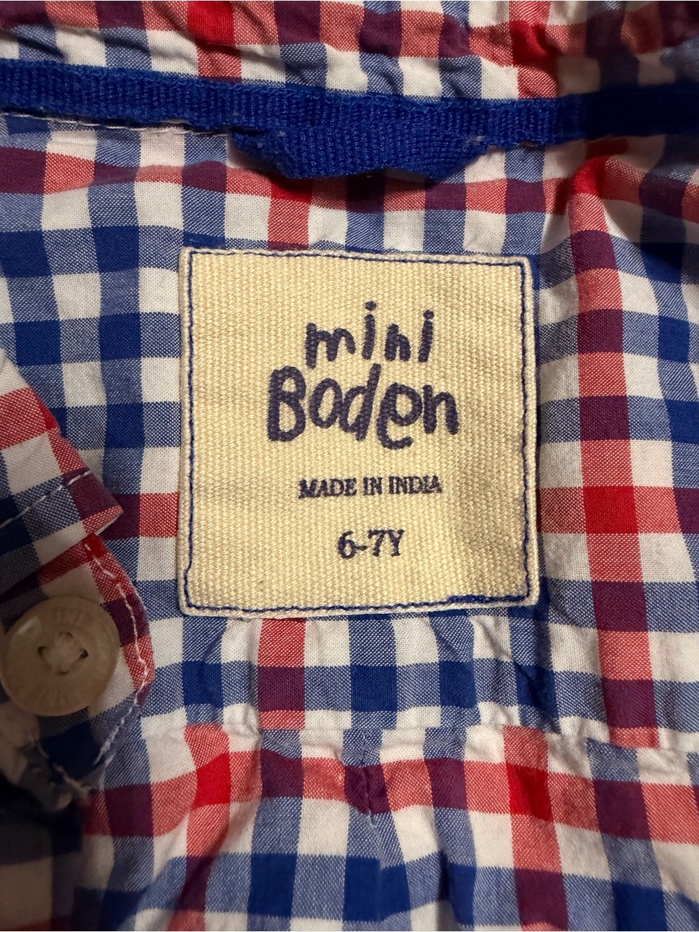 Mini Boden Button-Up Plaid Shirt - Red & Blue - Picture 2 of 2
